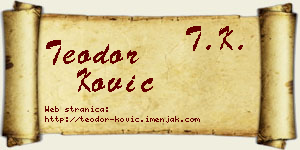 Teodor Ković vizit kartica